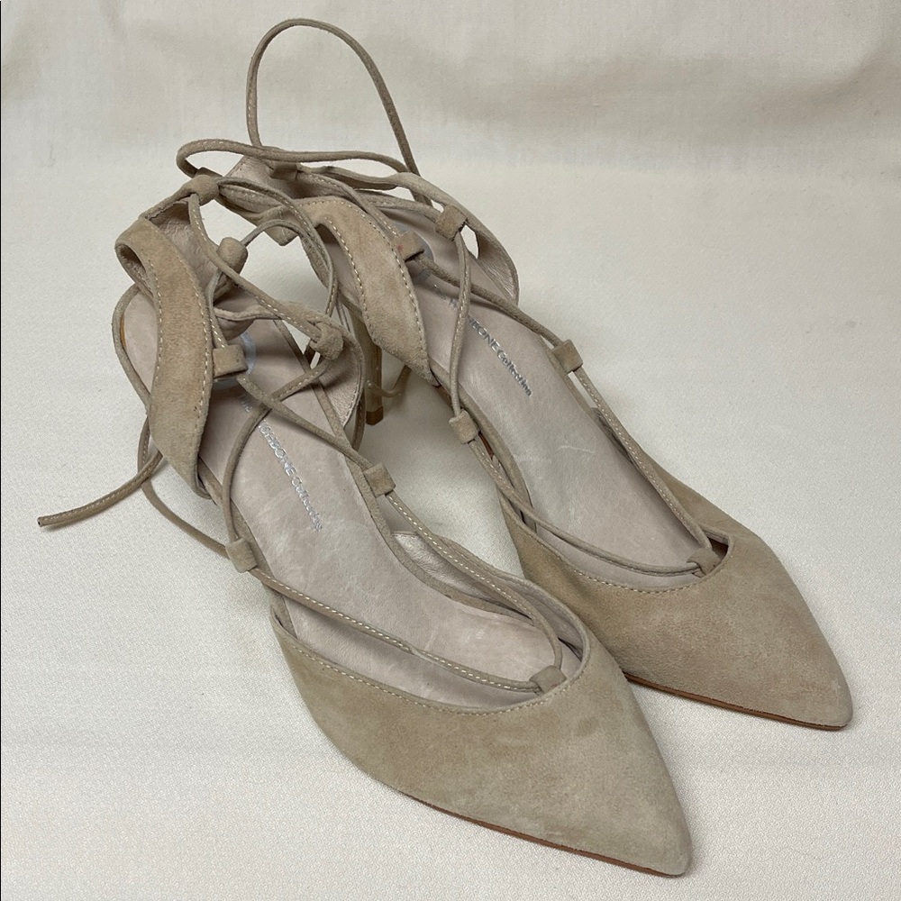 Elegant Taupe Suede Lace-Up Heels for Women